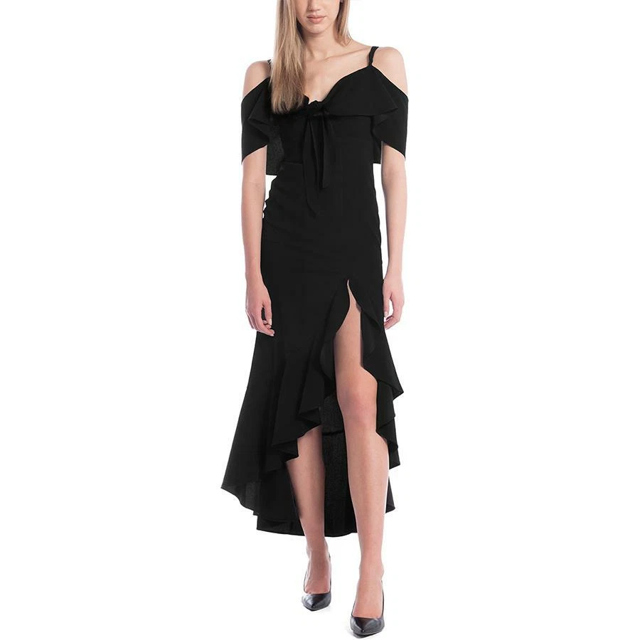Ruffle cold shoulder high low best sale midi