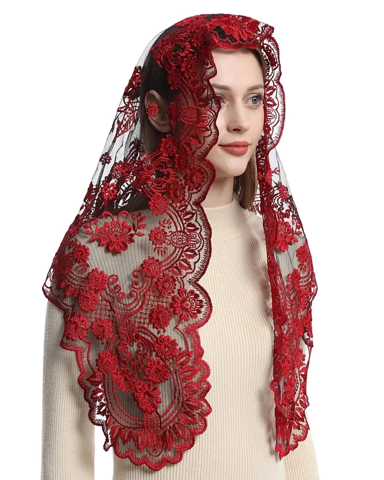 Misa Católica Velo Iglesia Encaje Mantilla Iglesia Española Velos Capilla Cabeza Acc... Foto 2 de 4