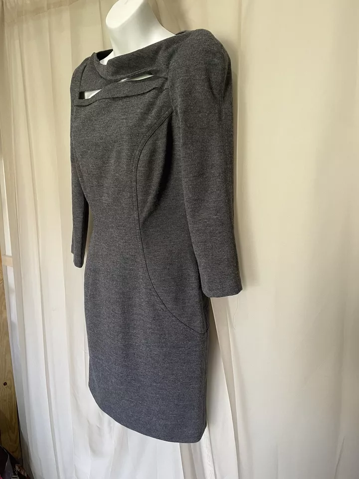 Платье цельнокроеное женское Diane Von Furstenberg серое шерстяное с длинным рукавом размер S - Изображение 2 из 4
