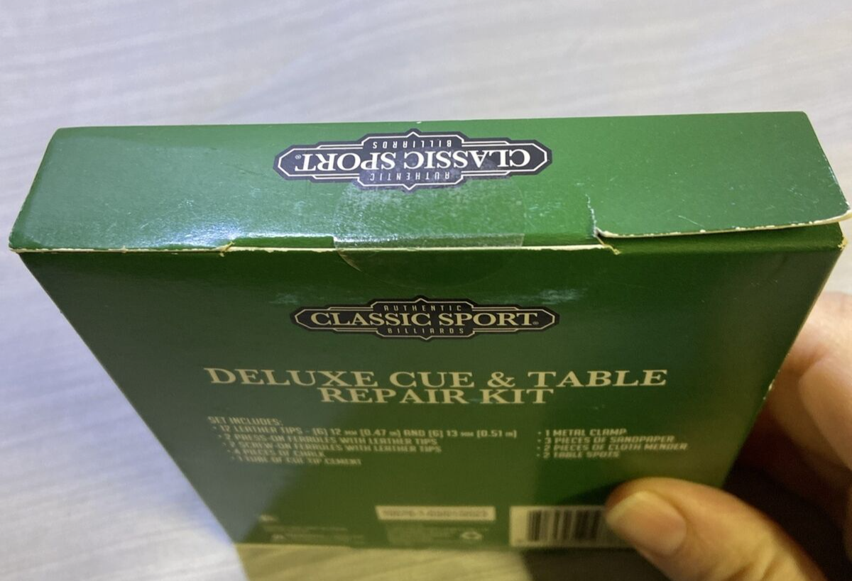 Classic Sport Deluxe Pool Cue & Table Repair Kit Leather Tips + 4 Chalk