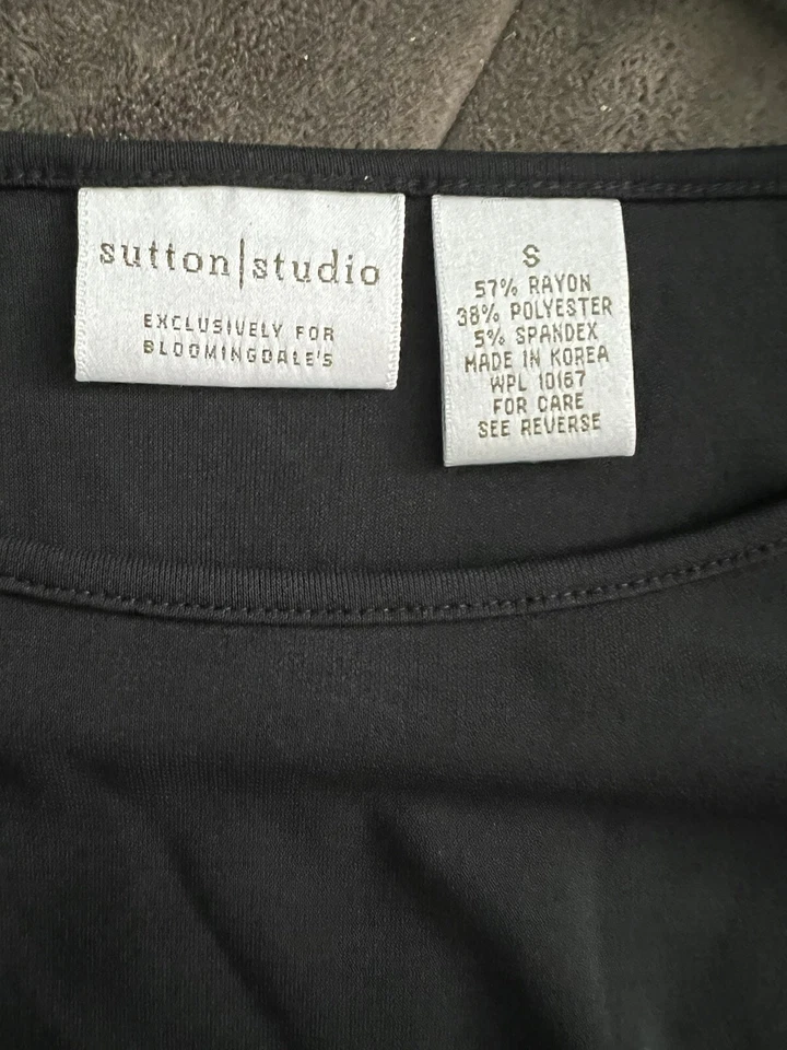 Camisa Top Sutton Studio Mujer Negra Manga Larga Talla Pequeña Mezcla Rayón Foto 3 de 3