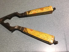 Vintage JAPANESE Brass  Nut Cracker  7.5" Long EMBELLISHED TRANSFER HANDLE