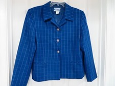 PENDLETON 100 virgin wool Buttons Cropped Blue Plaid Blazer 10