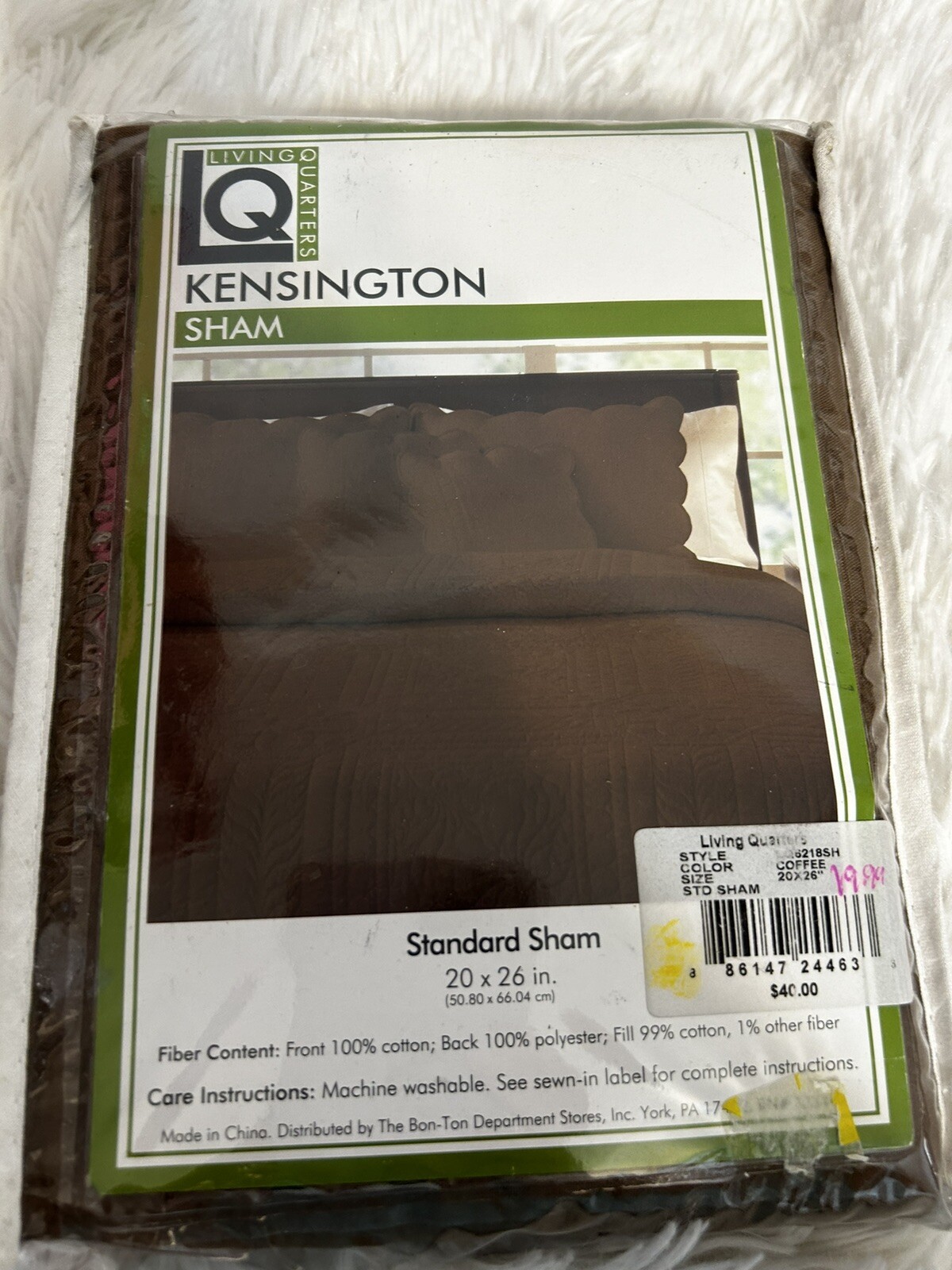 Sham. Standard Size. Coffee Color. New. Living quarters Brand