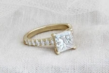 Princess Lab Created Diamond Solitaire With Accent Engagement Ring 925 Silver