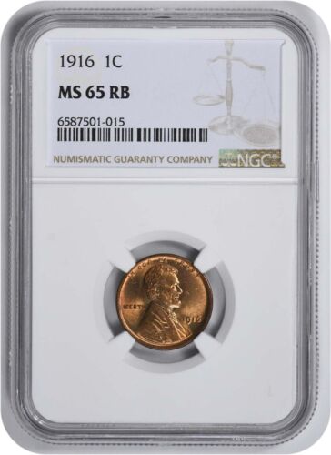 1916 Lincoln Cent MS65RB NGC - Foto 1 di 2