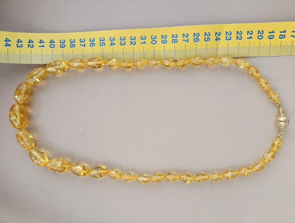 Top COLLANA AMBRA NATURALE baltica ARGENTO 925 cm 63 nuova - Immagine 3 di 4