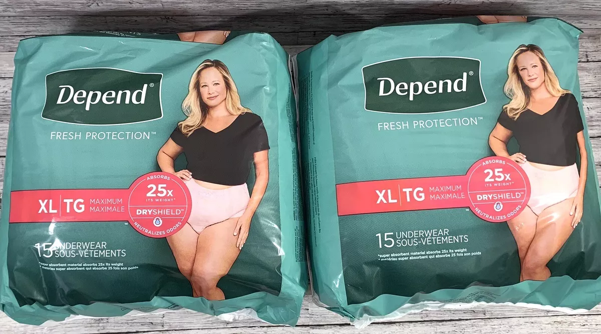 Depend Women's Disposable Incontinence Underwear XL Max Odor