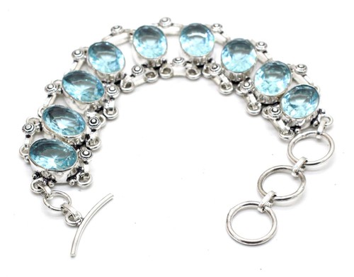 Bracelet Ajustable Argent Sterling 925 & Lapis-lazuli (lab-created) - Fait Main En Inde
