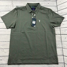 NEW William Murray Short Sleeve Beersucker Golf Polo Shirt Men's Medium Green 