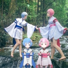 Disfraces de Cosplay Re Zero RAM y REM Anime Japonés Vestido de Criada Disfraz con disfraces