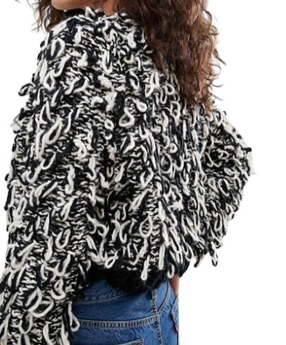 ASOS Oversized Tassle Cardigan Black/Cream Size UK 8 rrp £50 DH100 NN 03 - Picture 3 of 3