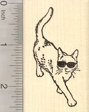 Cat in Sunglasses Rubber Stamp H28215 WM
