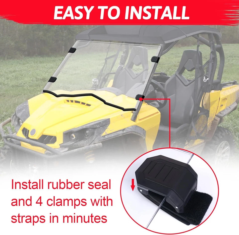 Full Front Windshield Scratch Resistant For 2011-2020 Can Am Commander 800/1000 Foto 2 de 4