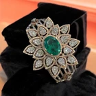 Classy 11.17 Cts Round Brilliant Cut Diamonds Emerald Cocktail Bracelet 14K Gold