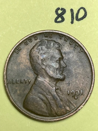 1931-D LINCOLN WHEAT CENT, nice condition, "Extremely Fine", low mintage, #810