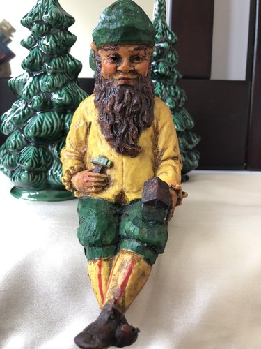 Vintage 1988 Duncan Hill Primitive Rustic Style Xmas Santa Elf Mantle Figurine - Picture 12 of 12