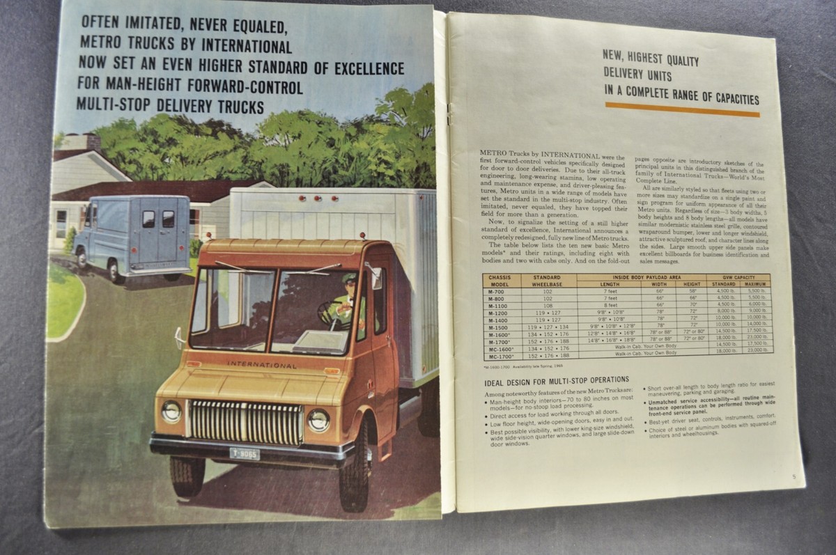1965 International Truck Catalog Brochure Metro Van Delivery Nice