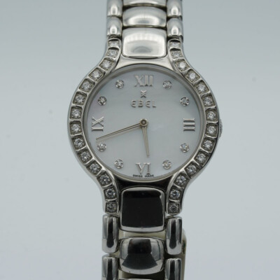 EBEL BELUGA DAMEN UHR 25MM STAHL VINTAGE PERLMUTT BRILLIANTEN 9157428-20 SCHÖN