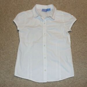 Nautica GIRLS school uniform WHITE button down shirt size MEDIUM 8/10 ...