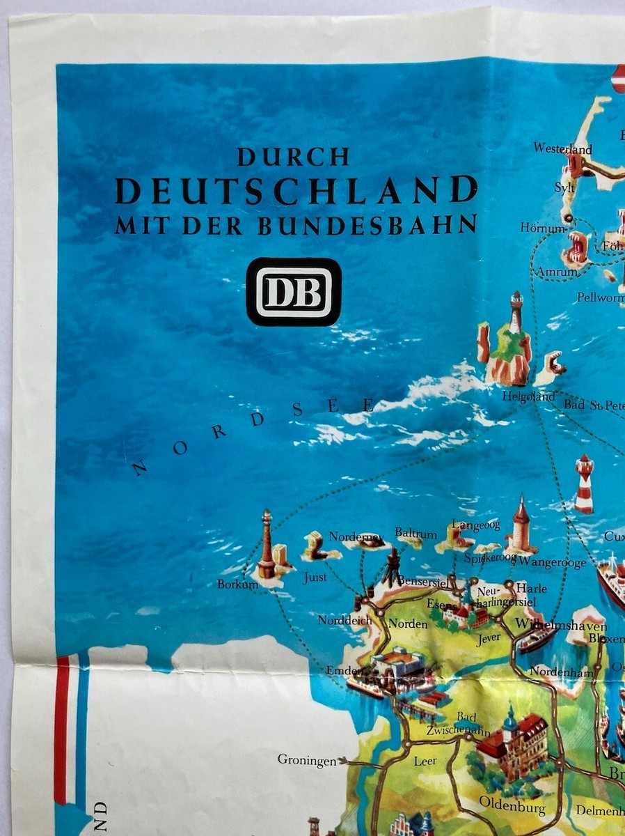 地図・旅行ガイド Lokomotiven GeraMond Original Vintage Map TRAIN -RAILWAY - GERMANY - DEUTSCHLAND