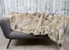 Luxury Snow top fox fur blanket throw. Real fur blanket