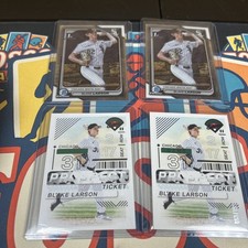 (2) Lot Blake Larson 1st Bowman Chrome Refractor BDC-85 (2) Prospect Ticket