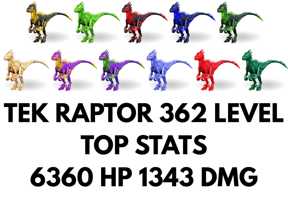 Tek Raptor 1343 DMG TOP STATS Clone Ark Survival Ascended Official PVE