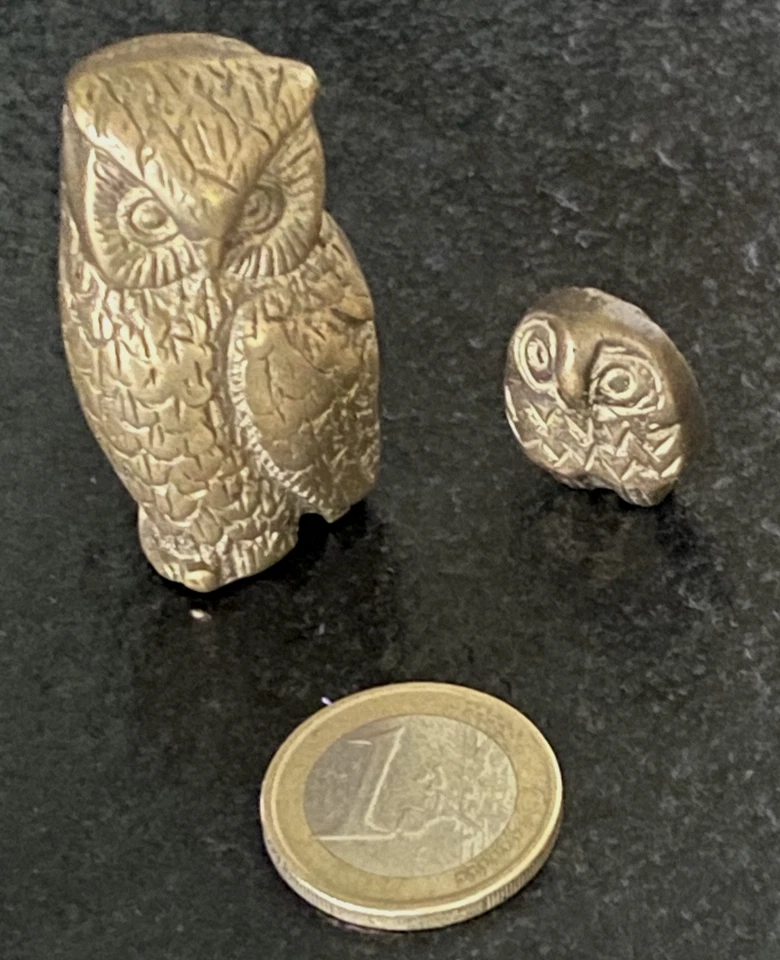Hibou Chouette Bronze Laiton Miniatures Objets de vitrine Collection  TBE - Photo 3/3