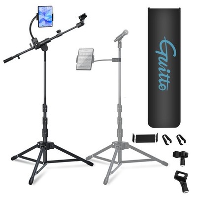 Mikrofonständer mit Doppel Halter für Smartphone/Tablet Verstellbarer Boomarm