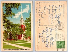 1949 Harvard University Memorial Chapel Cambridge MA Linen Postcard
