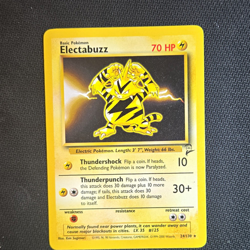 WOTC Electabuzz Base Set 2 24/130 English Unlimited 2000 70 HP Rare Regular NM