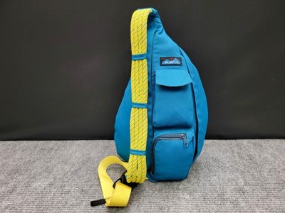 KAVU Rope Sling Pack Blue Yellow Crossbody Bag 18'' Daypack ~ 13 oz.