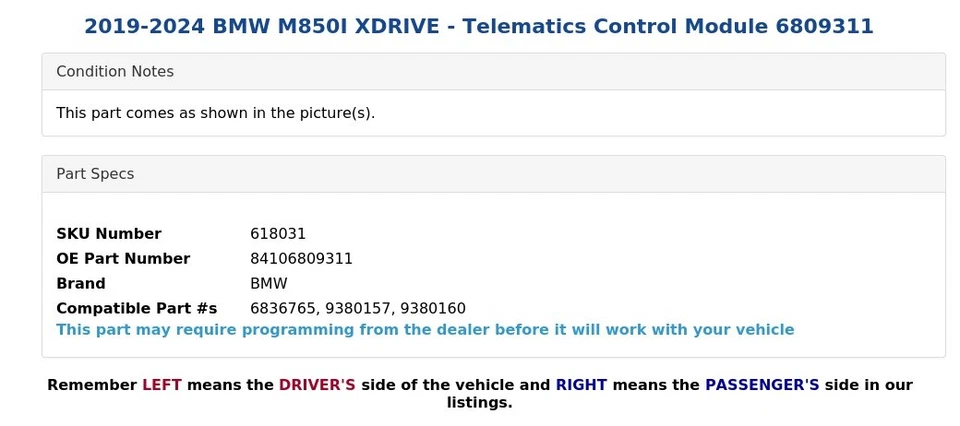 2019-2024 BMW M850I XDRIVE - Telematics Control Module 6809311 - Image 3 of 3