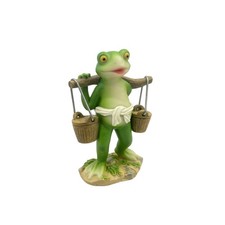 Frosch mit Tragestange handbemalt Froschfigur niedlich f&uuml;r Schreibtisch,