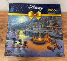 Disney Mickey/Minnie Christmas Lodge 1000 Jigsaw Puzzle Thomas Kinkade COMPLETE