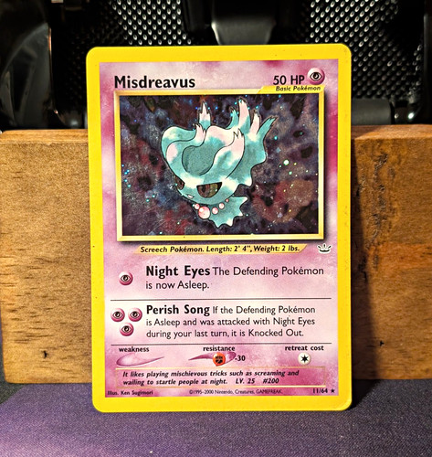 Pokemon TCG Misdreavus Neo Revelation 11/64 Unlimited DOUBLE HOLO Rare English