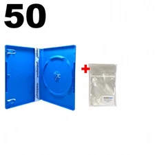 50 STANDARD Solid Blue Color Single DVD Cases & 100 OPP Bags