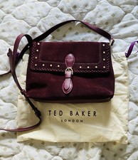 Ted Baker Burgundy Suede Shoulder Bag with Dust Bag