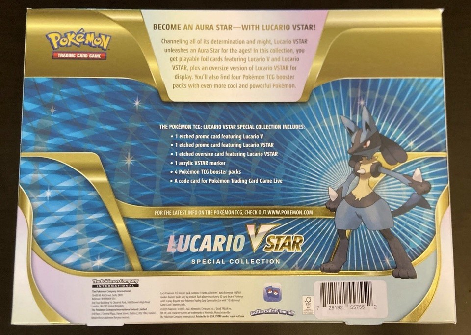 Pokemon Box Pokemon TCG: Lucario VSTAR Premium Collection Box - Brilliant  Stars - Factory Sealed
