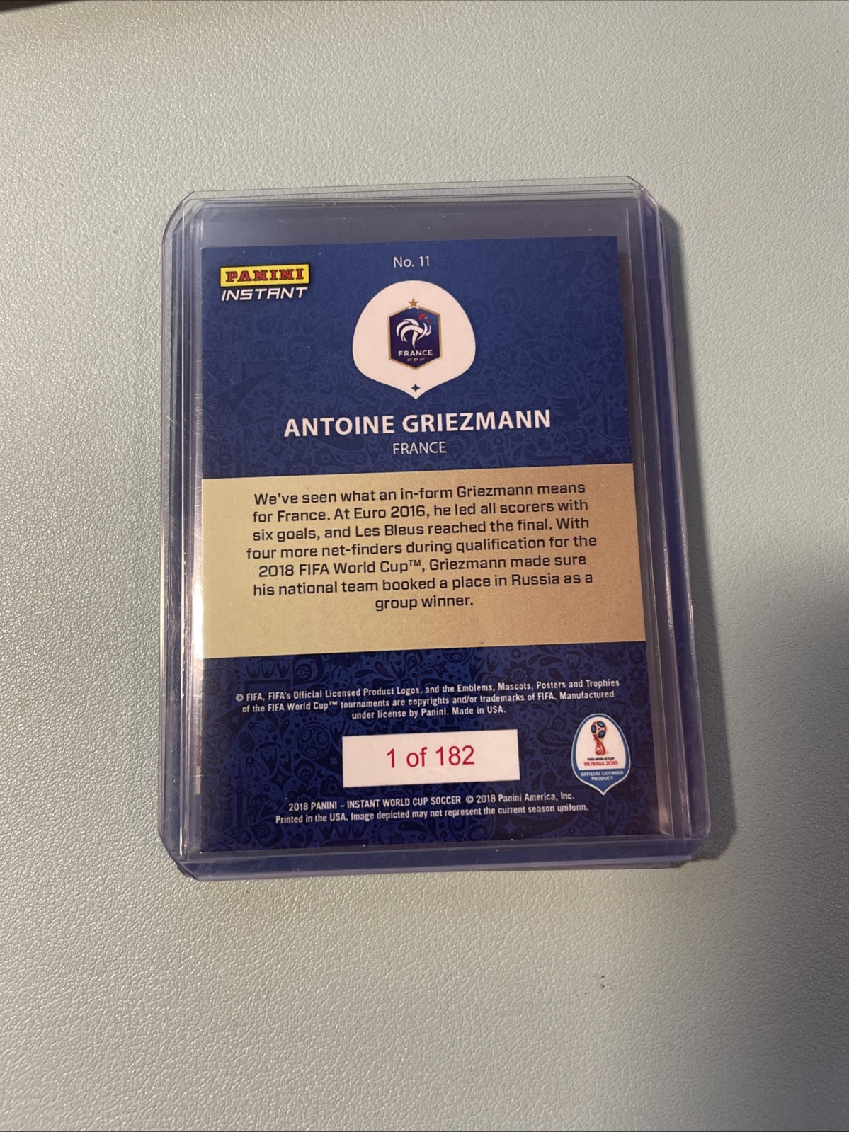 2018 Panini Instant World Cup /182 Antoine Griezmann #11 France view 2