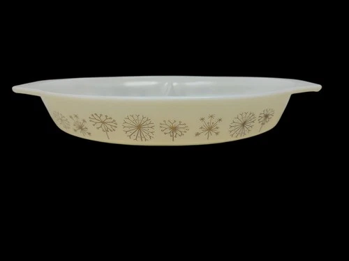 Pyrex 1 1/2 Quart Divided Vintage Casserole Dish With Dandelion Pattern
