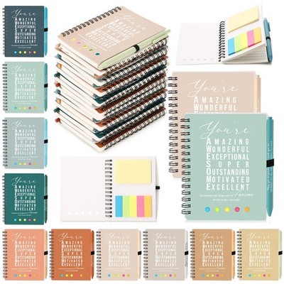 Jetec 25 Sets Employee Appreciation Gift Motivational Spiral Notebooks with Stic