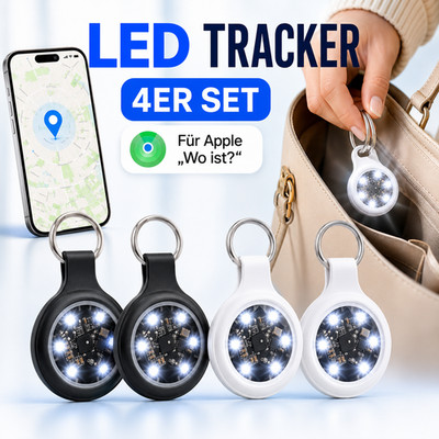 4x Bluetooth Tracker mit Licht Apple Wo ist kompatibel Schlüsselfinder Nacht