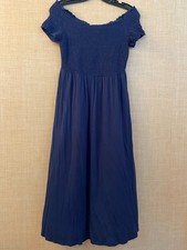 Old Navy short sleeve A-line off the shoulder dress size M blue smocked bodice