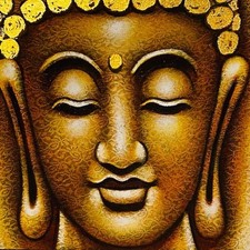 Buddha quadro con ricamo dipinto su tela etnico om