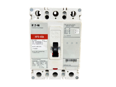 EATON CUTLER HAMMER HFD3060BP10 60A 3-POLE 600V F-FRAME 65KA CIRCUIT BREAKER NEW