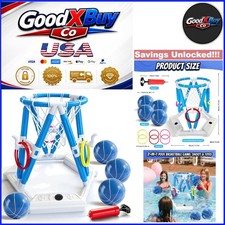 2-in-1 Pool Basketball Hoop Set for Kids Adults Summer Water Toys Blue
