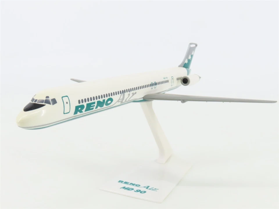 LOTE de 2 aviones Reno Air MD-82/MD-90 de plástico a escala 1:200 con soportes  Foto 4 de 4