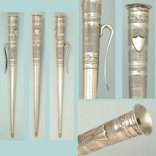 Antique Solid Silver Knitting Sheath / Stick Dutch Circa 1880